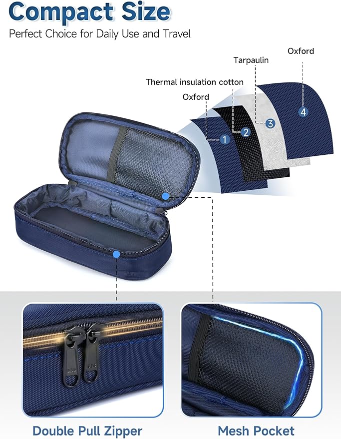YOUSHARES Insulin Vials Cooler Travel Case - TSA Approved peptide case | Diabetic Med Vial Cooling Bag , Protective Ice Brick, Refrigerated Diabetes Supplies Organizer, Small Bottle Carrying Storage