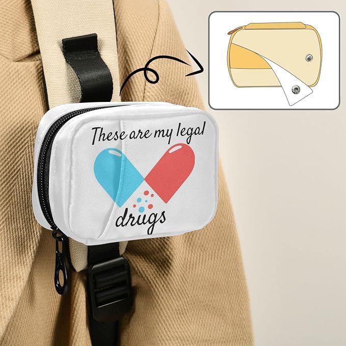 Naanle Blue and Red Pill Box 7 Day Case Bag Travel Organizer with Zipper Portable Weekly Compact Size for Vitamin Supplement Holder A Cartoon White 4.6 x 3.14 x 1.88 Inch