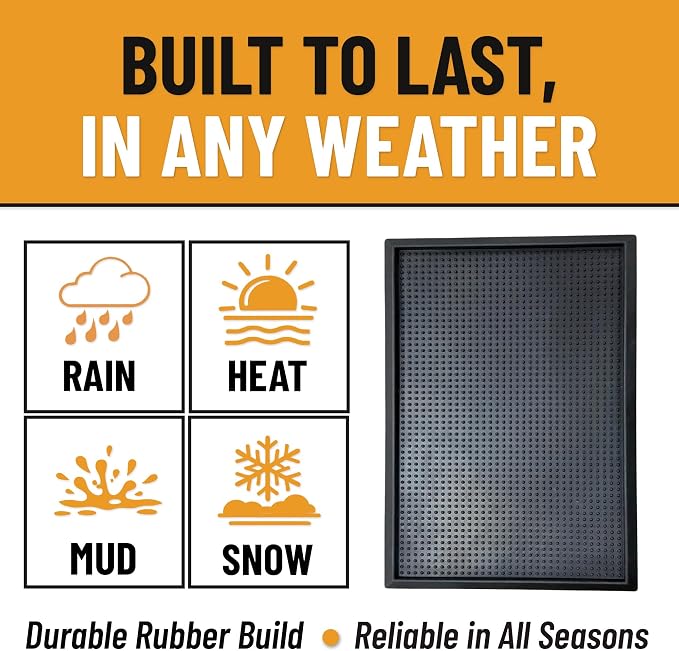 Ottomanson Indoor/Outdoor Boot Tray Non-Slip Doormat Modern Entryway Mat for Entryway Patio Backyard Garage, 18" x 28", Black