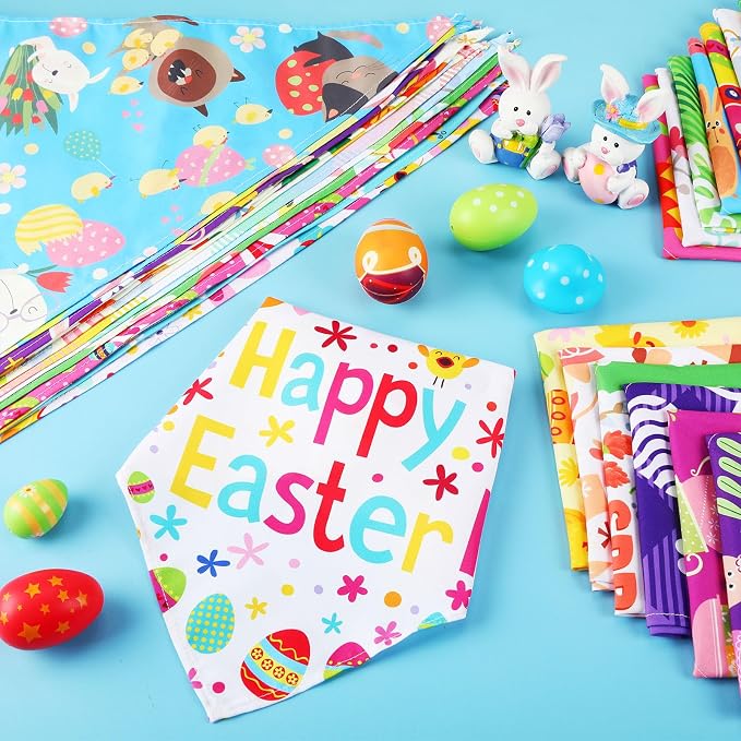 Sanwuta 180 Pcs Easter Dog Bandanas Bulk Spring Dog Scarf Adjustable Puppy Bibs Holiday Pet Accessories Grooming Supplies Washable Pets Outfit Costume for Small to Large Pet