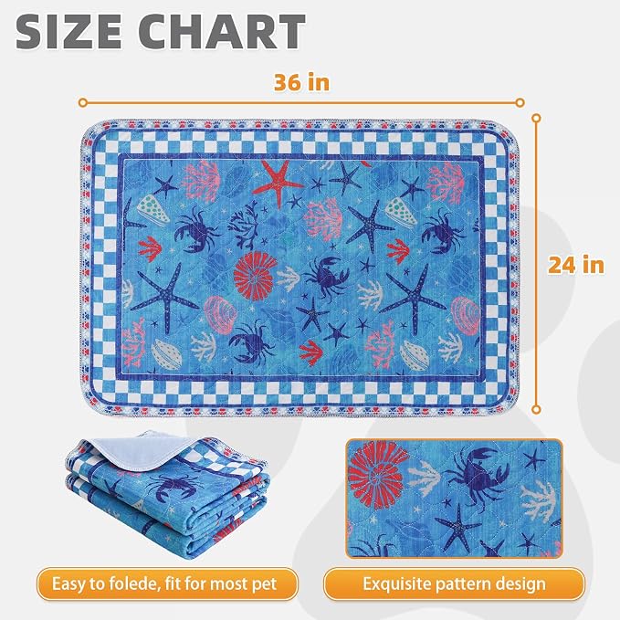 Summer Washable Pee Pads for Dogs, 2 Pack Super Absorbent Reusable Puppy Training Pads Waterproof, Nonslip & Leak-Proof Dog Pee Pads,Large Pet Mats Whelping Pads for Floor,Crate,Couch,24"x36"