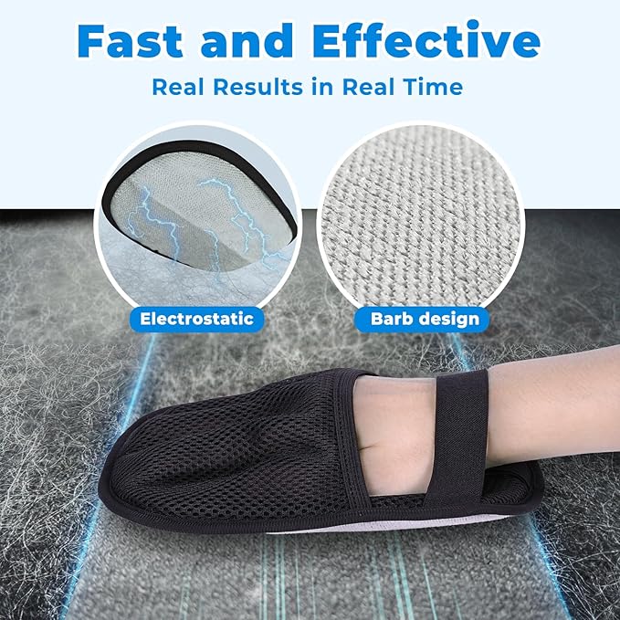 GRENTY 2 PCS Pet Hair Removal Glove for Dogs & Cats, Upgraded Five-Finger Electrostatic Pet Hair Remover, Pet Hair Removal Tool for Clothing, Carpets, Sofa Gaps, and Car Seat