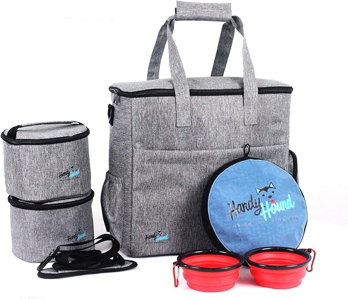 Dog Travel Bag, Pet Travel Organizer Kit for Weekend Trips | Includes accessory organizer with food storage, ideal for road trips, camping and weekends away