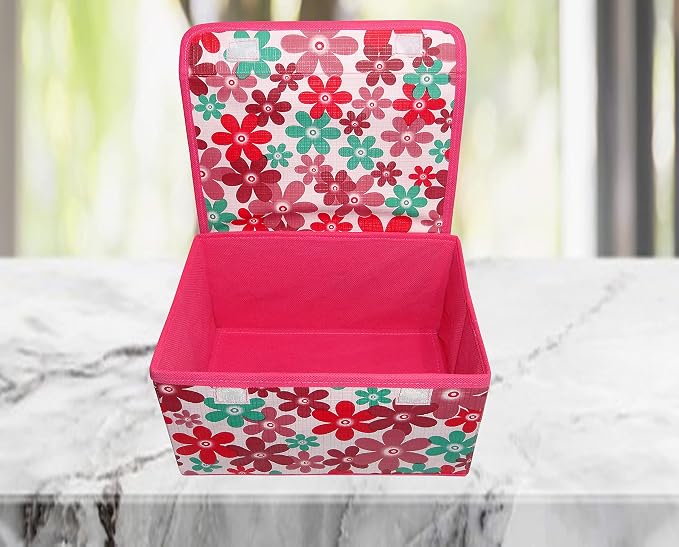 atorakushon Fabric Foldable Storage Travel Closet Cabinet Organizer Storage Boxes for Storing Socks Bra Handkerchiefs for Universal Fit Pack of 1 Pink