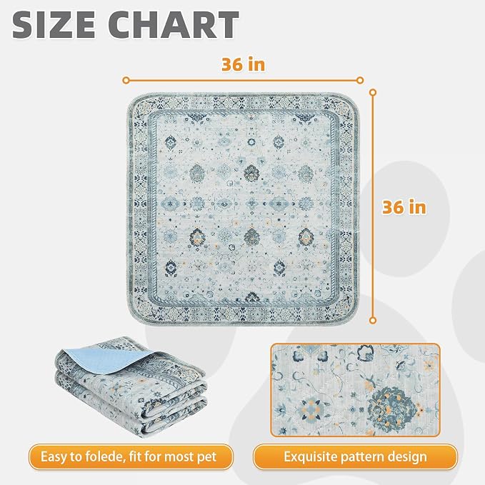 Washable Pee Pads for Dogs, 2 Pack Super Absorbent Reusable Puppy Training Pads Waterproof, Nonslip and Leak-Proof Dog Pee Pads, Large Pet Mats Whelping Pads for Floor, Crate, Couch 36"x36"