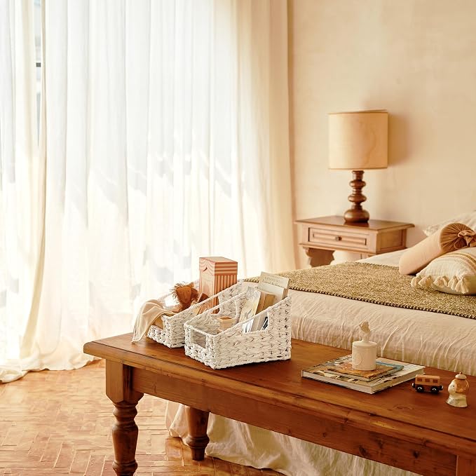 GRANNY SAYS Wicker Baskets for Organizing, Wicker Baskets for Storage | Wicker Storage Baskets for Pantry, Open Front Basket for Shelves, Kitchen Storage Baskets, Decorative Basket for Home Decor