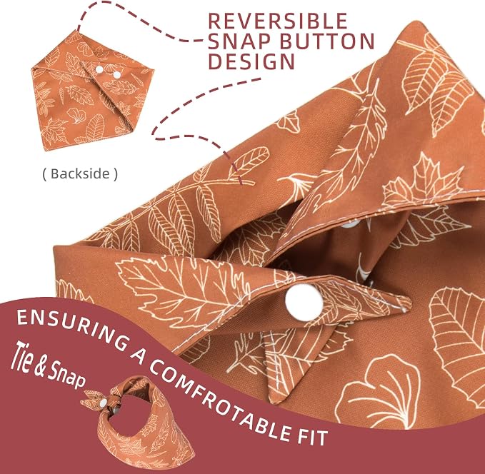 Fall Dog Bandana Artistic Sketch Maple Leaf Golden Orange, 5-30lbs