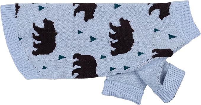 Fitwarm Polar Bear Dog Jacquard Sweater, Cozy Winter Clothes for Small Dogs Boy Girl, Knitted Pet Outfit, Light Blue, Black, XXL