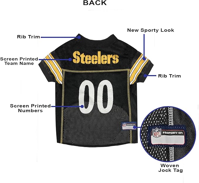 Pets First NFL Pittsburgh Steelers Dog Jersey, Size X-Large, Football Shirt Costume for Pet, Dog Sports T-Shirt, NFL Team Clothing for Cats, Licensed Pet Apparel Available in 7 Sizes and 32 Teams