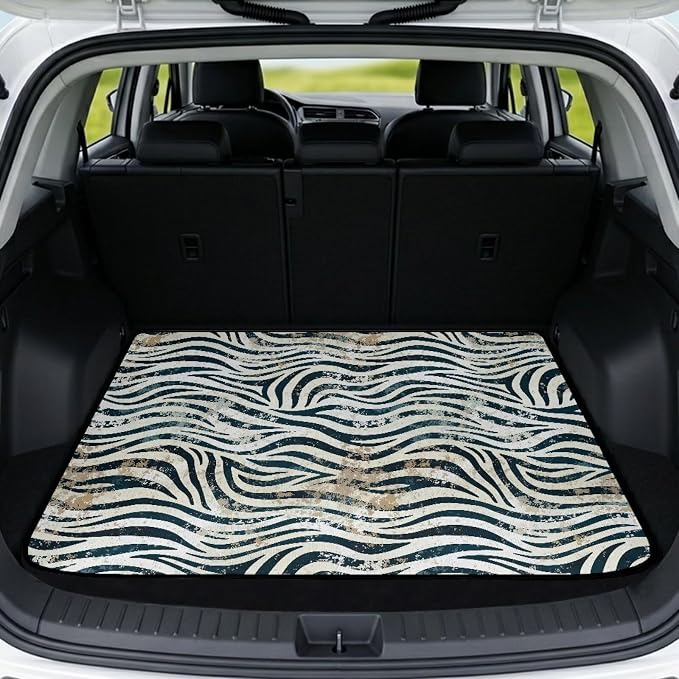 Zebra Print Trunk Protection Cargo Liner 29" x 39", Universal All Weather Car Trunk Mat for SUV Truck, Non Slip Washable Durable Pet Friendly Rear Trunk Mats