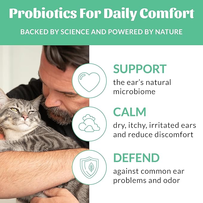 SKOUT'S HONOR Cat Ear Cleaner Solution with Aloe Vera - Alcohol-Free, Fragrance-Free, Non-Medicated Ear Wash for Cats, 4 oz., 3-Pack