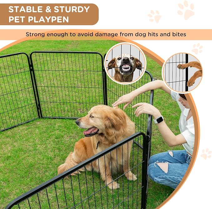BestPet | Dog Playpen | 40", 6 Panels | Heavy Duty Metal Pet Exercise Pen | Indoor/Outdoor Fence Panels | Rust-Resistant, Removable, Tool-Free Setup | Anti-Skid, Expandable Design
