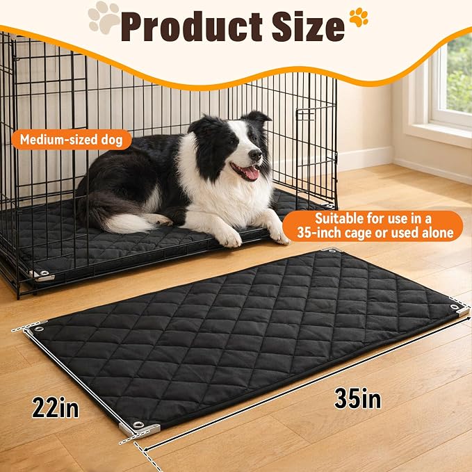 Brobear 35" x 22"Chew Proof Crate Pad for Aggressive Chewers | 35" x 22",With Reinforced Metal Edges and Metal Rings, Suitable for Stubborn Chewers and Puppies in Teething Stage Suitable