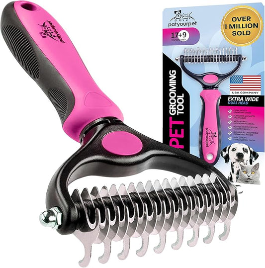 Pat Your Pet Deshedding Dog Brush For Shedding – Cat Brushes For Indoor Cats, Double-Sided Cat Brush Deshedding & Grooming Tool For Long Haired And Short Haired Dogs, Skin-Friendly