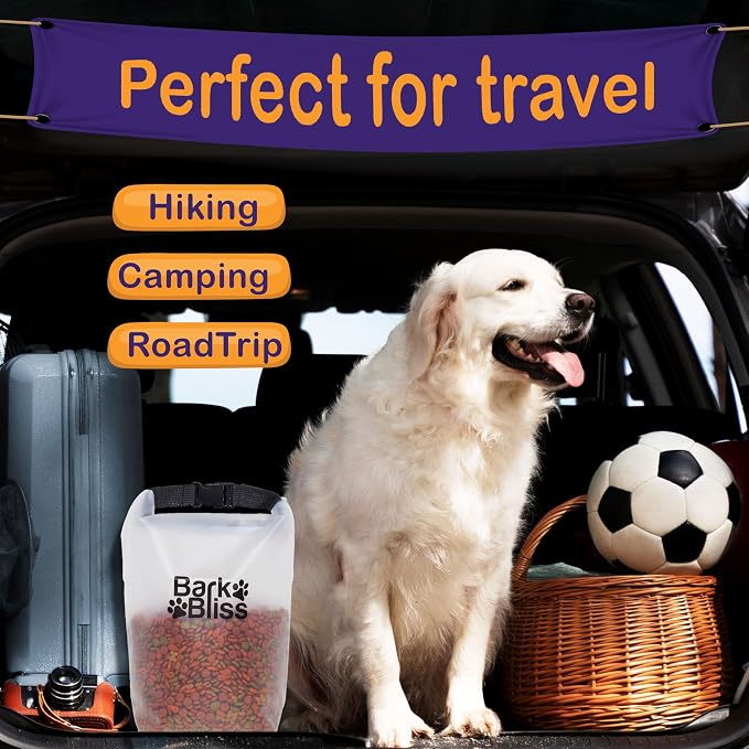 25-Cup Dog Food Travel Bag, Large Portable Container, Leak Proof, Water Resistant, Hook & Loop, Flat Base, Collapsible, Hold 6.6lbs of Kibble, Camping/Travel