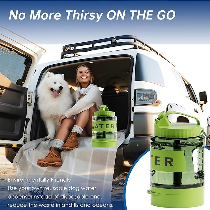 77oz Dog Water Dispenser, 2.2L Large Portable Dog Water Bottle with Pull-Out Drinking Bowl, BPA Free Leak-Proof Pet Travel Water Container for Camping, Hiking, Beach, Car Travel Essentials