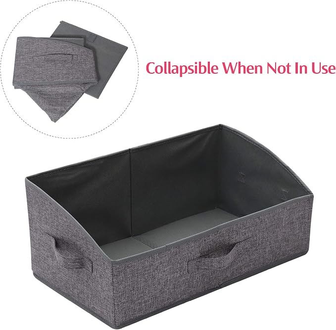 TENABORT 5 Pack Trapezoid Large Foldable Closet Storage Bins with Handle, Fabric Storage Organizer Cube Cloth Containers Linen Box Shelf Baskets for Clothes Clothing Shelves Wardrobe