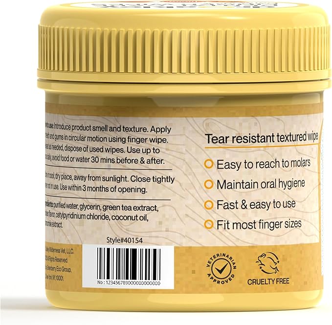 Dr. Oakley Yukon Vet Pet Teeth Cleaning Wipes for Dogs & Cats Bad Breath & Plaque Removal (Chicken Flavor)