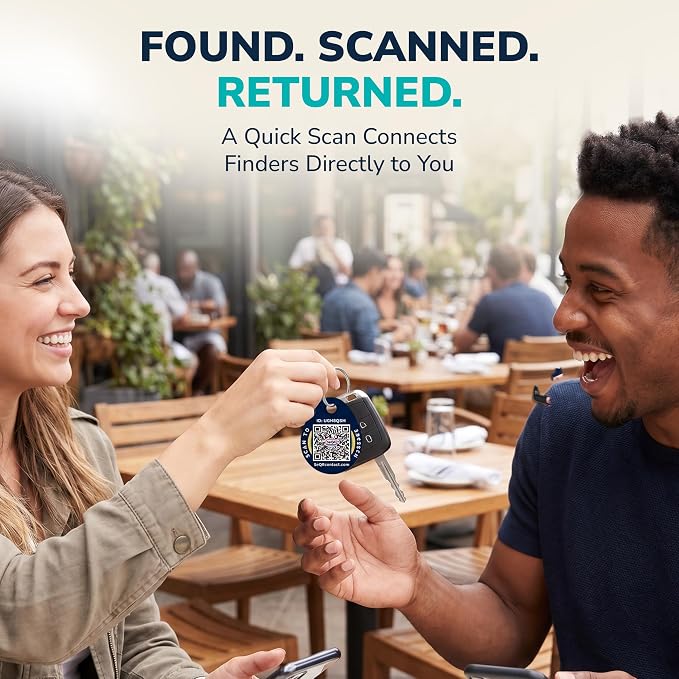 Smart Keychain Messaging Tags | Key Recovery Privacy QR Tags, 2-Pack | Lost Key Privacy Messaging | Customizable QR Smart Keychain Tags | Use as Owner ID with Samsung GPS Tile Tracker | No Fee