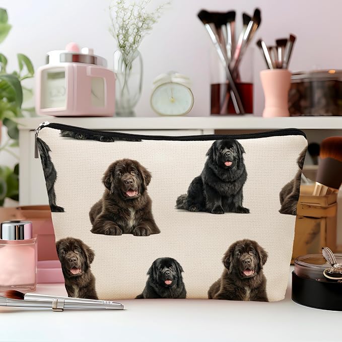 Newfound Dog Makeup Bag, Newfound Lovers Gifts Cosmetic Bag for Women, Dog Mom Lovers Owner Gifts for Women Christmas, Pet Lover Gift Zipper Travel Makeup Pouch for Purse