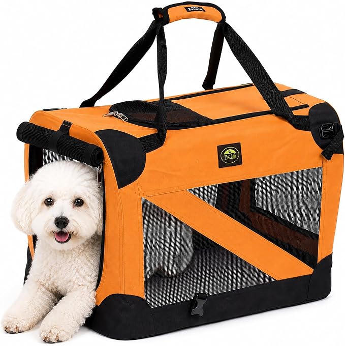 Pet Life ® Vista-View 360 Degree Zippered and Collapsible Soft Folding Pet Dog Crate Travel Dog Kennel with Zippered Entrances