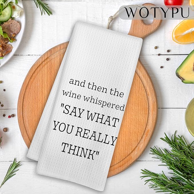 Funny Wine Kitchen Towels, Gifts for Wine Lovers Dish Tea Towel for Kitchen Bar Cart Decor, Bartender Gifts Hand Towels for Bathroom Decor, Bar Towel for Bartender, 16x24 Inch