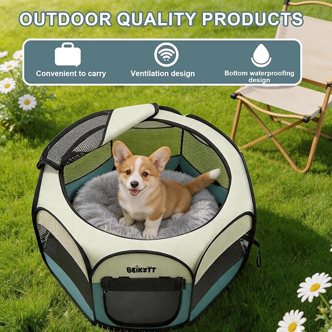 Cat Dog Playpen, Foldable Pet Puppy Dog Playpen, Cat Tent Crates Cage, Portable Playpen for Dogs Cats Rabbits Pigs Bunny Indoor/Outdoor, Pop Up Dog Kennel Playpen Enclosure with Carring Bag