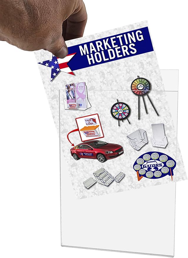 Marketing Holders 6 Pack Slatwall Sign Holder for 5" x 7" Menus Event Notices and Flyers Clear Acrylic Sleeve for Home Improvement Stores Gyms and Fitness Centers No Assembly Required