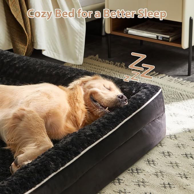 WNPETHOME Orthopedic Washable XXL Dog Bed for Senior Dog Cozy Sleep | Extra Large Waterproof Big Soft Dog Couch Sofa Bed for Dogs Relax with Removable Cover Supportive Pet Bed Black 54x36 Inch