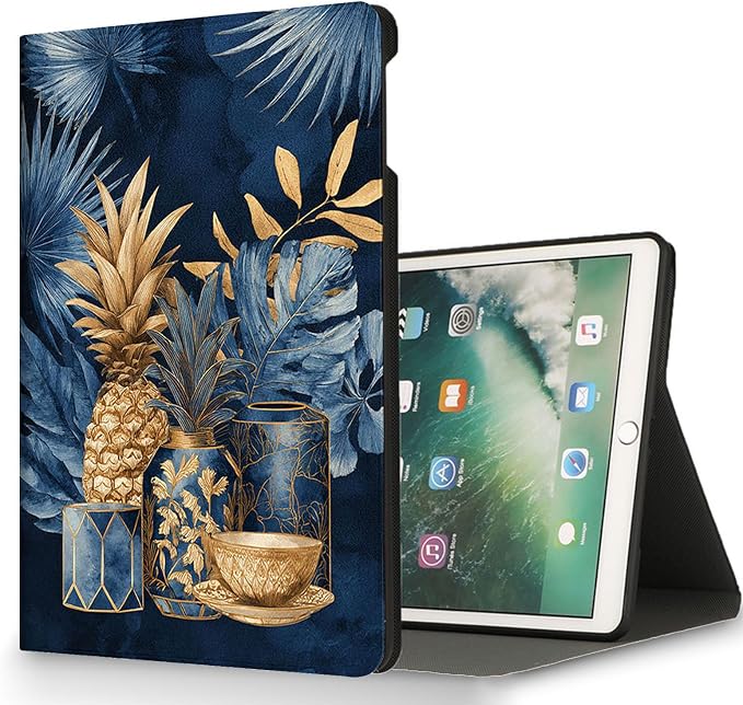 for Microsoft Surface Pro 8-13" 2021 Tablet Case,Auto Wake/Sleep,Adjustable Stand Protective Cover - Golden Pineapple Blue