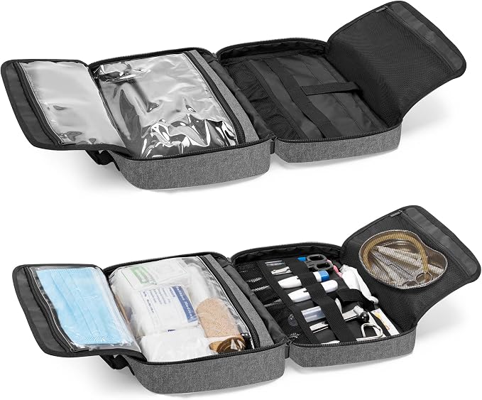 Trunab First Aid Trauma Bag with 2 Inner Flaps, Medical Supplies Pouch | Empty Bag with Hand Strap, Customizable Interior for Home or Outdoor Use