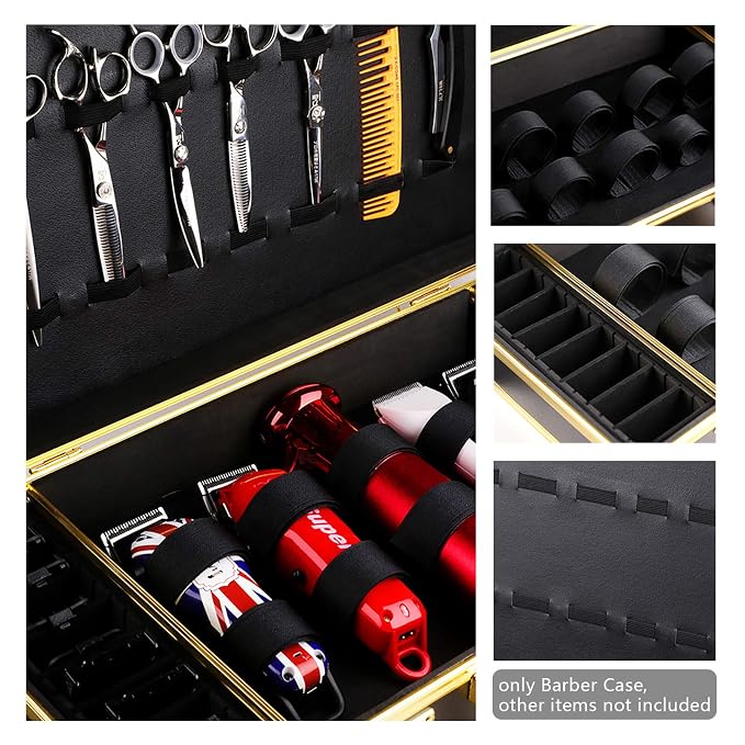CNCEST Beauty Salon Barber Case,Hair Stylist Tool Kits Organizer,Professional Barber Travel Carry Case for Hair Scissors Tools Hair Stylist Pet Groome,Barber Carrying Case with Code Lock