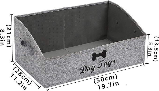 Geyecete Foldable Fabric Trapezoid Organizer Box - Collapsible Basket for Dog Toys (Gray)