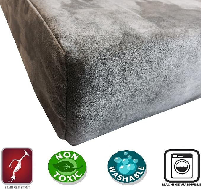 Dogbed4less Orthopedic Gel Memory Foam Pet Dog Bed, Waterproof Liner with External Microsuede Cover and Bonus Antislip Cover (Microsuede Gray, 37"X27"X4" Inches)