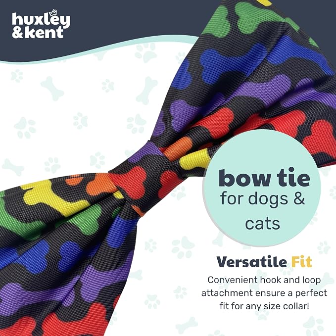 Huxley & Kent Pet Bow Tie for Dogs & Cats, Unity, Large/XLarge | Hook & Loop Attaches to Any Collar, Soft Polyester, Lightweight & Machine Washable, Perfect for Holidays & Photos