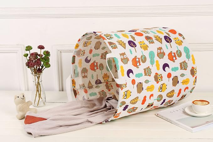 Merdes 19.7’’ Waterproof Foldable Laundry Hamper, Dirty Clothes Laundry Basket, Linen Bin Storage Organizer for Toy Collection (Owl)