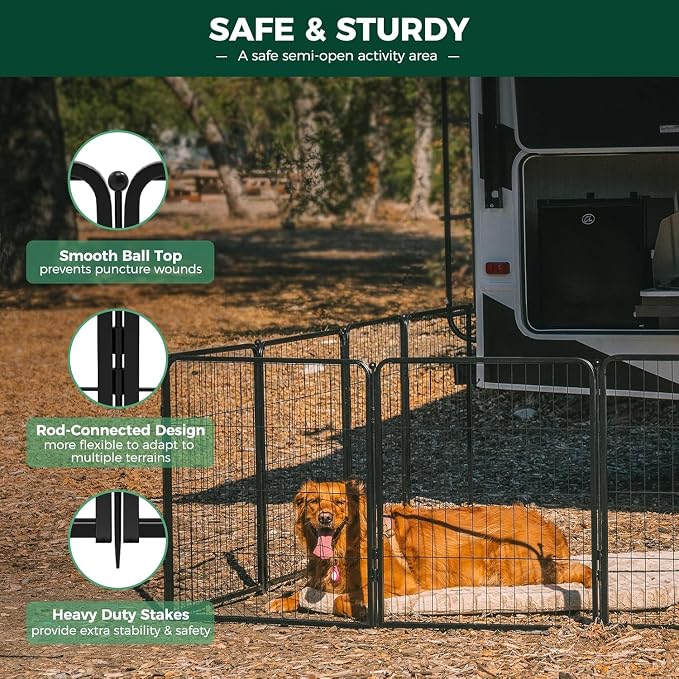 FXW Rollick Dog Playpen with Sun Shade, 32"H, 16 Panels | Heavy-Duty & Easy setup Play Area, UPF 50+ Cover Blocks 98% of UV Rays, For Small & Medium Dogs, Patented