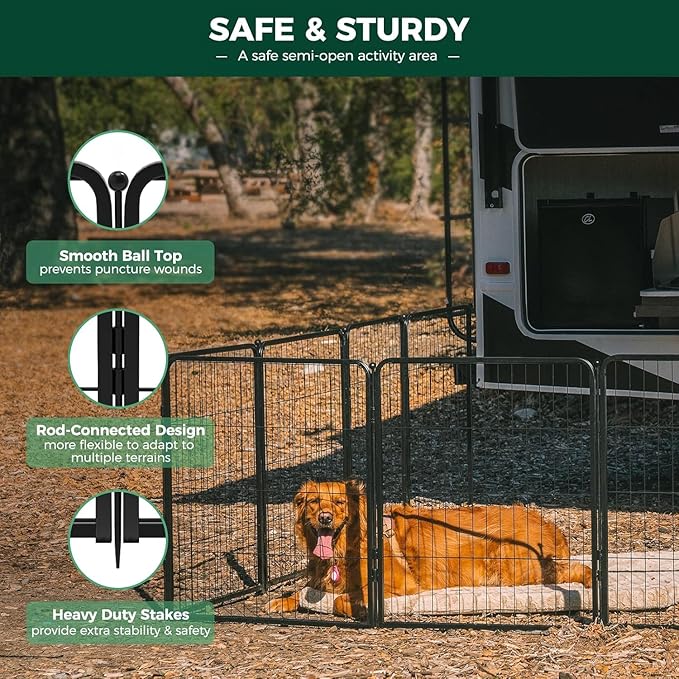 FXW Rollick Dog Playpen with Sun Shade, 50"H, 16 Panels | Heavy-Duty & Easy setup Play Area, UPF 50+ Cover Blocks 98% of UV Rays, For Ultra Large Dogs, Patented