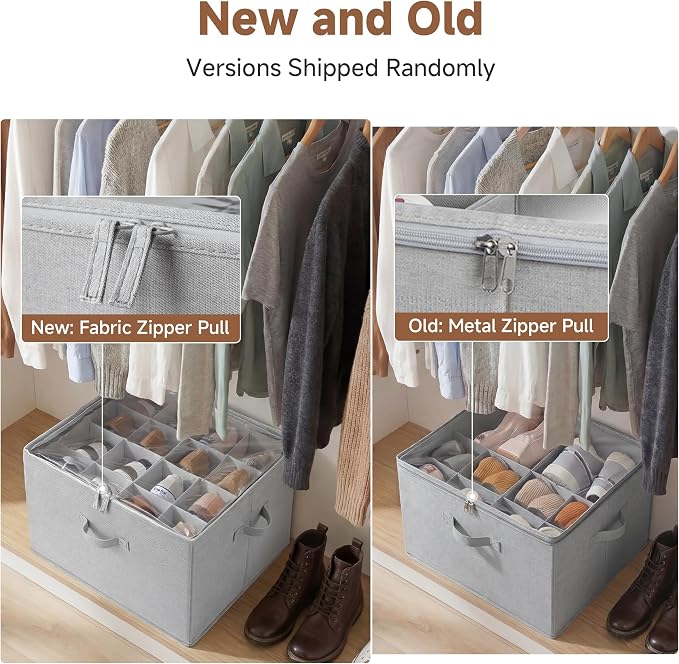 StorageWorks 2-Pack 32-Pair Shoes Organizer with Adjustable Dividers, Grey | Holds up to 16 Pairs Each, Foldable, Clear Lid, Reinforced Handles, Fits Sneakers, Sandals & Flats, For Closet, Entryway