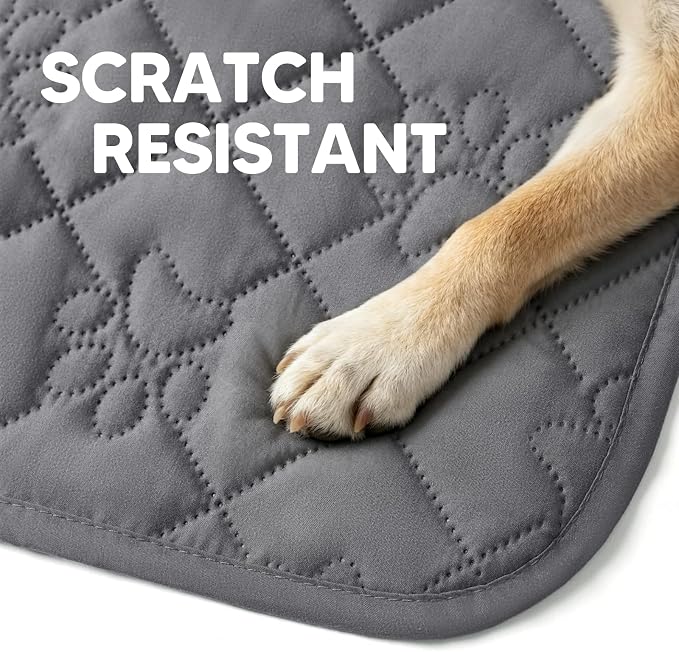 PAWFINITY Waterproof Couch Covers for Dogs, Pet Blanket for Sofa Washable | Paw Print Quilted, Hair Resistant, Anti Cat Scratch, Pee Proof Furniture Protector for 3 Seat Sofa and Bed, 30x70 Inch, Grey