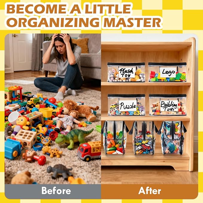 8-Pack Clear PVC Toy Organizers and Storage Bags with Zipper,Waterproof Organizer for Building Blocks, Puzzles,Board Games & Magnetic Toys,All-in-One Toy Organizers and Storage Solution