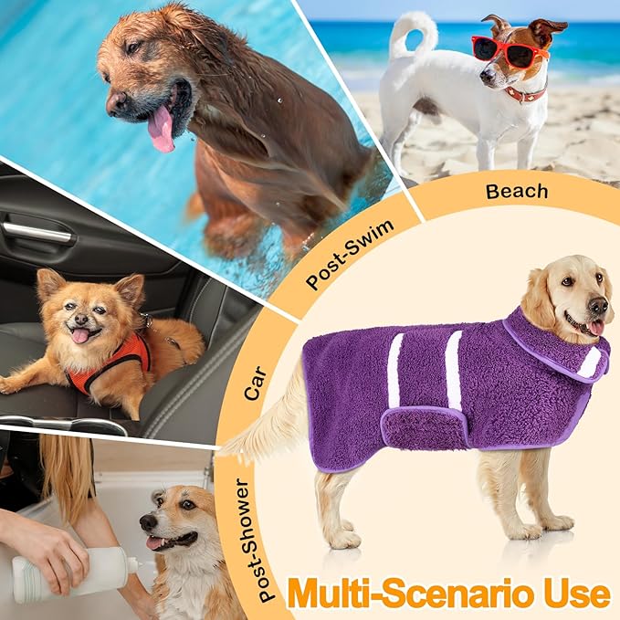 Dog Bathrobe Super Absorbent Dog Towels Large Quick Drying Robes for After Bath Soft Adjustable Warm Keeping Dogs Towel(S-XXL)