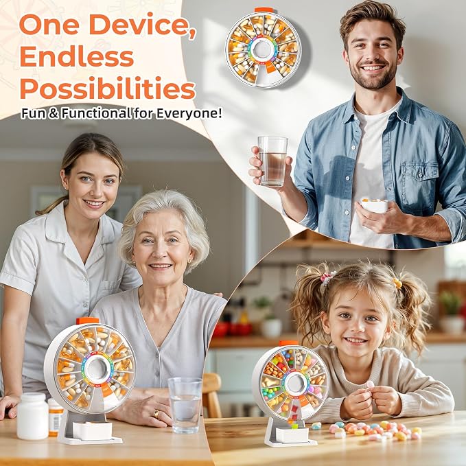 Zoksi Large Fun Pill Dsipenser, Daily Pill Box for 7 or 14 Days | Wall-Mountable or Tabletop,Easy Press Button,Large capacity