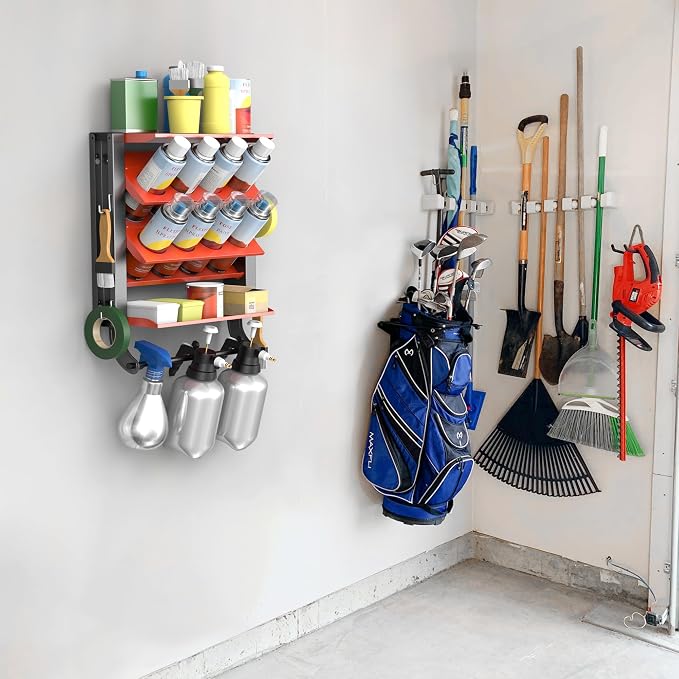Spray Can Holder Rack, Steel Wall Mounted Spray Bottle Holder | Heavy Duty Garage Tool Utility Storage Rack, Holds 100 lbs