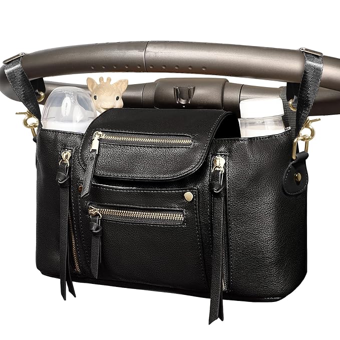 miss fong Universal Stroller Organizer with Insulated Cup Holder Stroller Caddy Baby Storage Bag with Adjustable Strap, Fits for like Uppababy, Baby Jogger, Britax, Umbrella