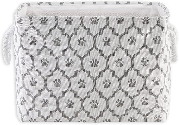 Bone Dry Pet Storage Collection Lattice Paw Print, Medium Rectangle, White/Gray