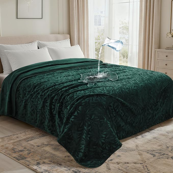 LOOBANI Waterproof King Size Blanket: Soft Flannel Water Proof Bed Blanket 85"x108" with a Storage Bag, Stain & Leak Proof King Throw Bblanket for Adults, Kids, Pets, Movie Night, Travel