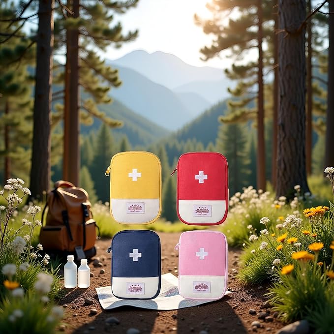 4Pcs Small Empty Travel Mini First Aid Pouch, Portable Outdoor First Aid Medical Rescue Bag Multi-Function Emergency Medicine Storage Organizer Bag Health and Household Supplies, First Aid Kits