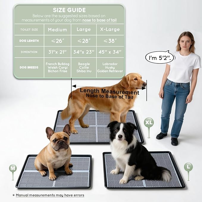 HQ4US Pee Pad Holder, Dog Potty Tray with Grate, Extra Large Litter Box | Puppy Pee Pad Holder Tray, Easy Clean Potty for Dogs Potty Training, Leak-Resistant Plastic Toilet Outdoor for Balcony