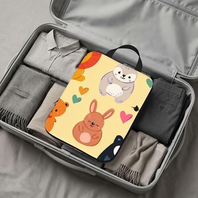 4 Set Compression Packing Cubes for Travel | Cute Animals Hearts Cube Storage Organizer For Carry On Expandable Space Saver Packing Bags Travel Essentials